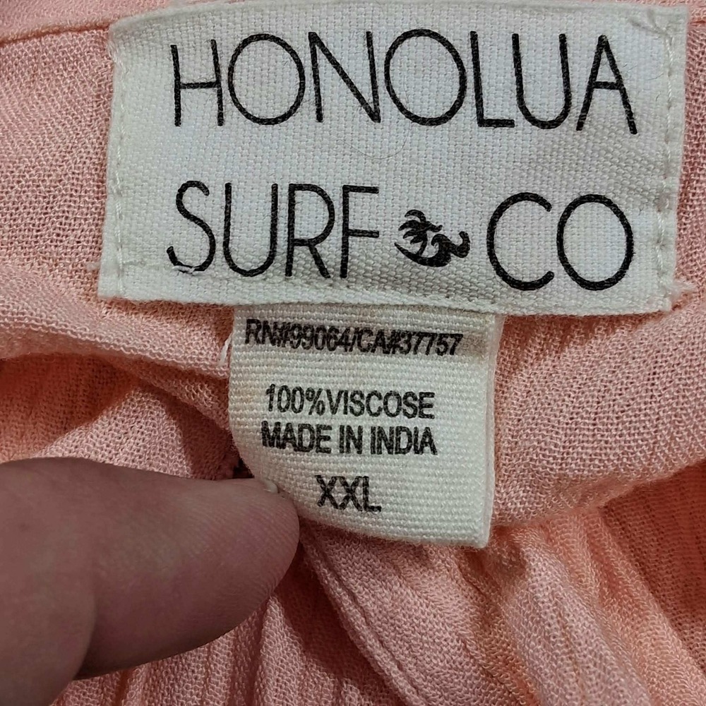 Honolua Surf Co Pink Viscose Button Front Shirt Dress XXL Pockets Peach Summer - Picture 3 of 7